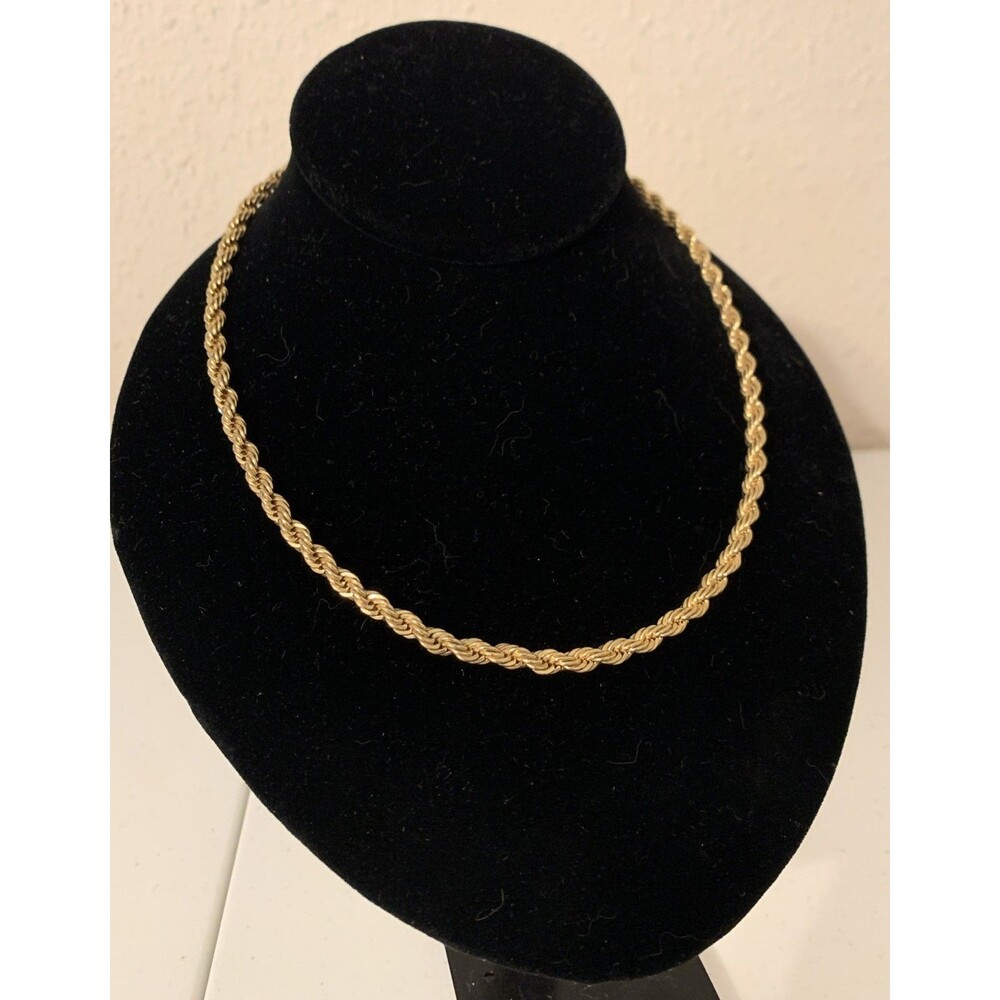 Vintage 24KT Gold Bonded GB Twisted Rope Chain Necklace 18”